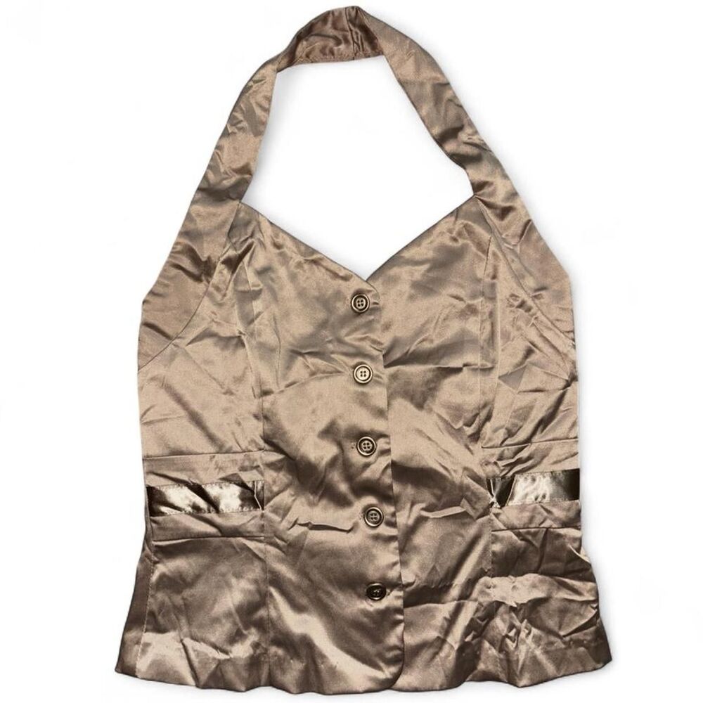 Y2k Wet Seal grail button up women's gold vest
